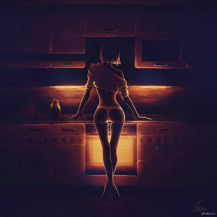 Girl in the kitchen | art - NSFW, My, Art, Girl, Maud:, Art, Girls