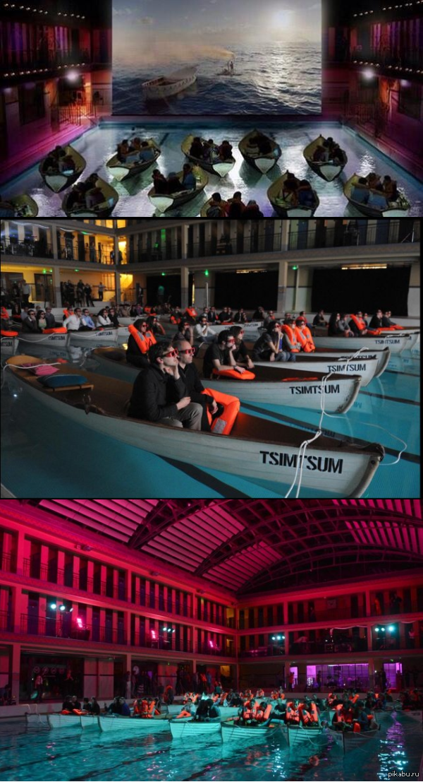 Один из кинотеатров Парижа показывал «Жизнь Пи» вот таким оригинальным способом