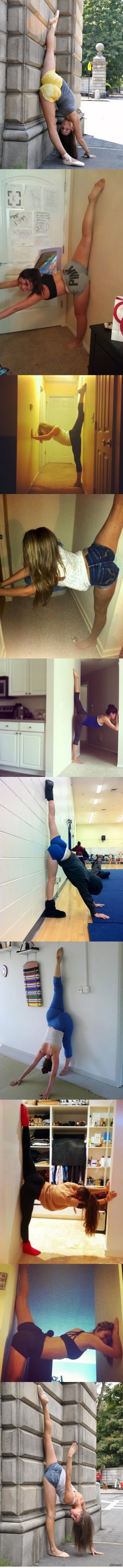 Girls with a good stretch are amazing - NSFW, Girls, Wall, Booty, Stretching, Longpost