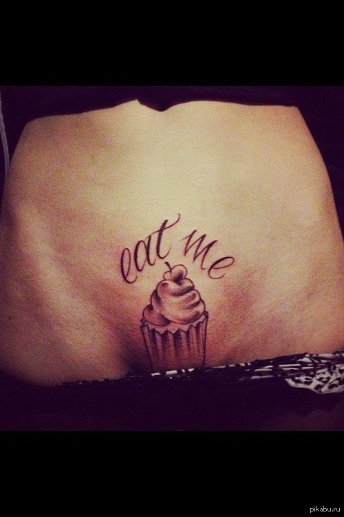 Instead of Eat Me, the inscription Pikabu is suitable: 3 - NSFW, Eat me, Cake, Peekaboo