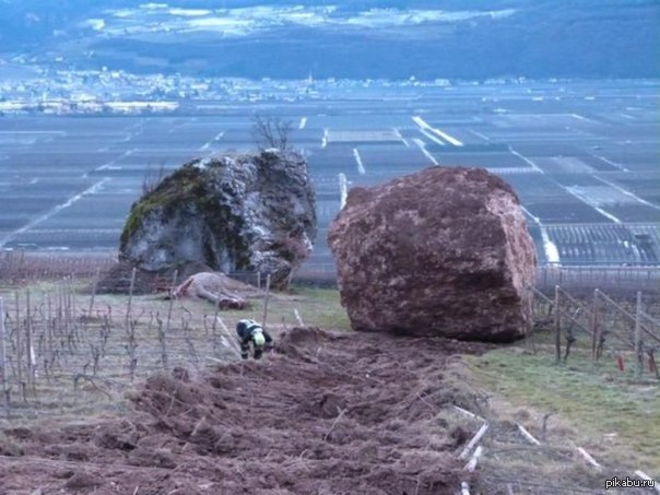 In Germany, a huge stone rolled down the mountain - A rock, Skating