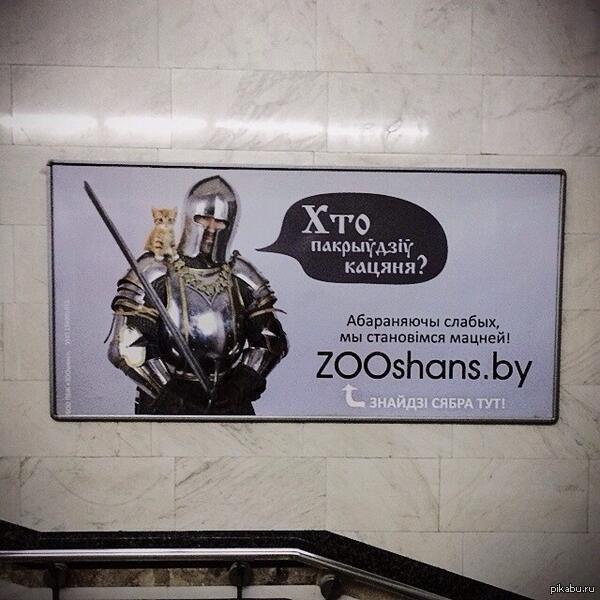 Advertising in the Minsk metro - cat, Advertising, Metro, Minsk, Republic of Belarus