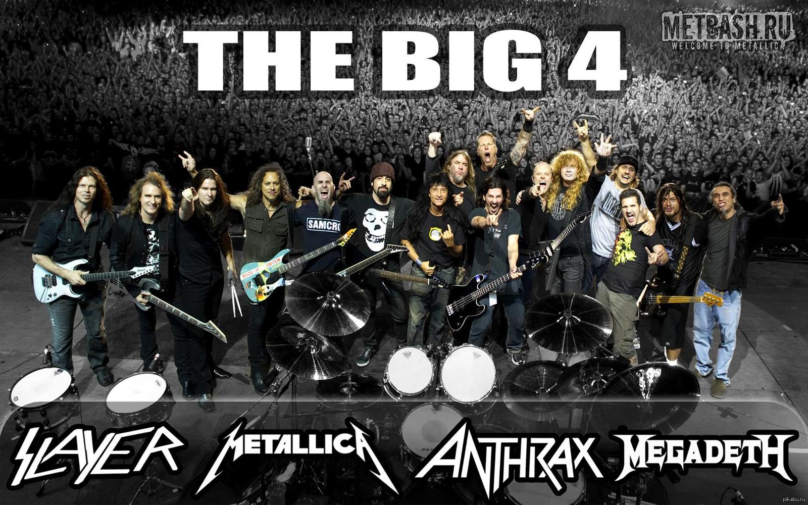 Трэш 4. Большая четверка мегадет слеер антракс. Большая четвёрка трэш метал. Металл группа Anthrax. Metallica Megadeth Slayer Anthrax.