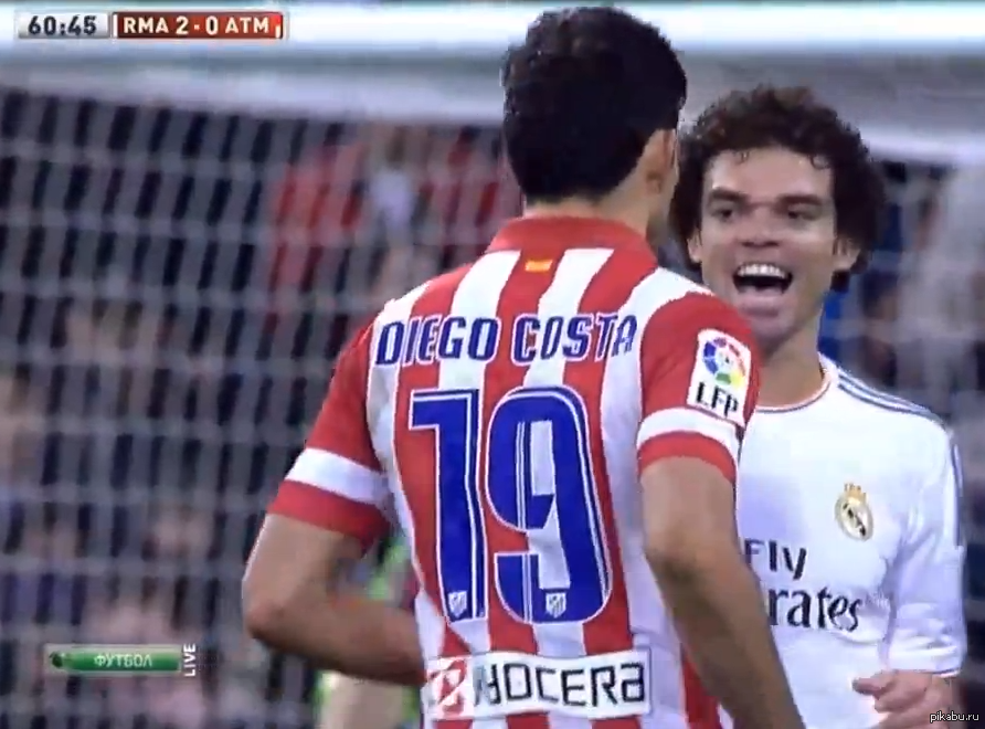 Выражение лица Пепе после желтой карточки Диего Косты.