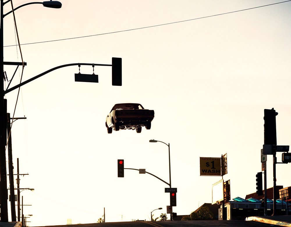 Съемки полёта машины .