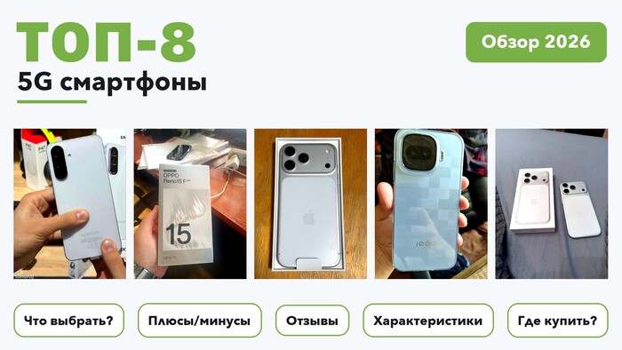 Лучшие 5G смартфоны 2026: разобрали более 190 товаров с высоким рейтингом и выбрали лучшие