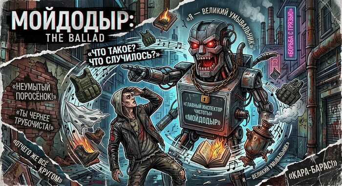 Обложка к сцене 1 рок-оперы "Мойдодыр"