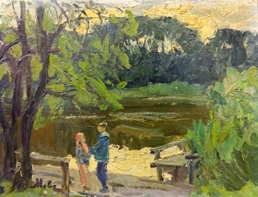 "Подруги" (1983г., картон, масло 27 x 35)