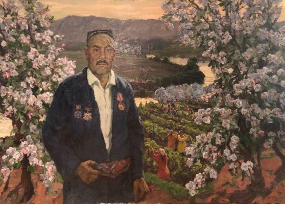 "Олим Сатимов. Строитель большого северного Ферганского канала"1984г., холст, масло140 x 200