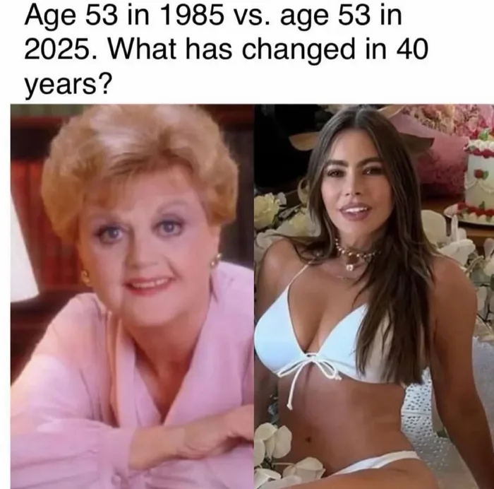 Женщина в возрасте 53 года в 1985 году и 2025