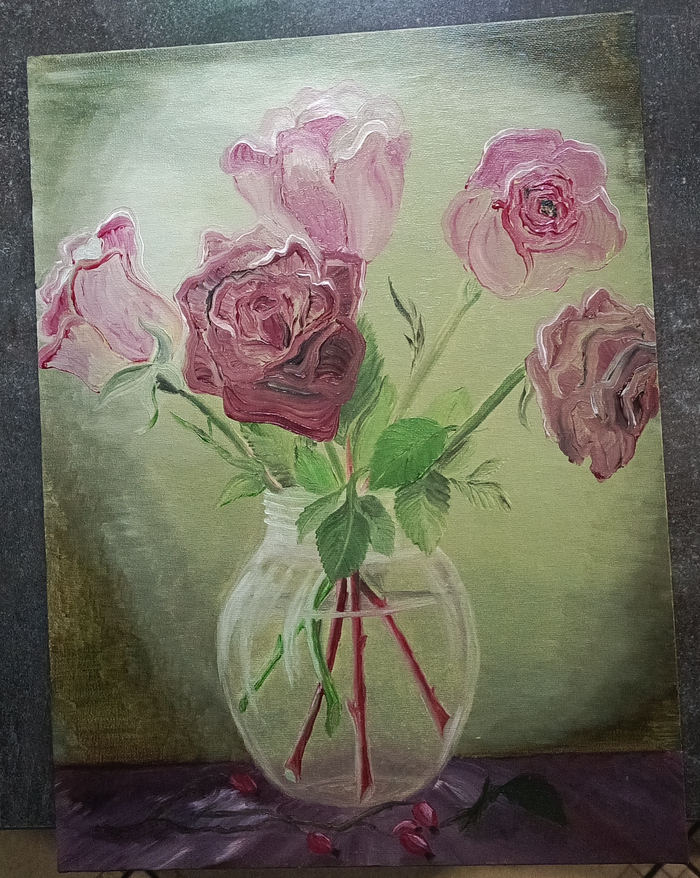 Картина "Розы" Холст, масло 30×40см.25г