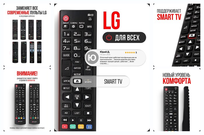 Пульт для телевизора LG смарт тв / Универсальный пульт Лджи Smart TV / AKB74915330