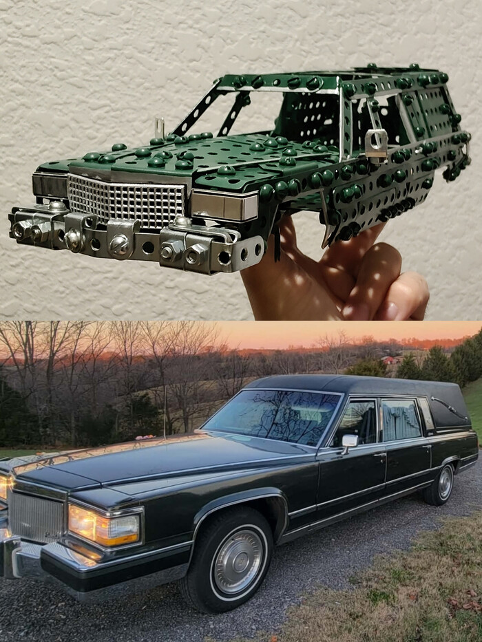 Cadillac Brougham из металлического конструктора в процессе
