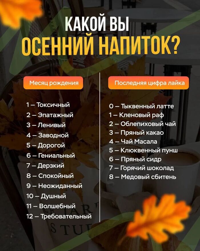 Осень официально вступила в свои права, а значит, пора узнать главное