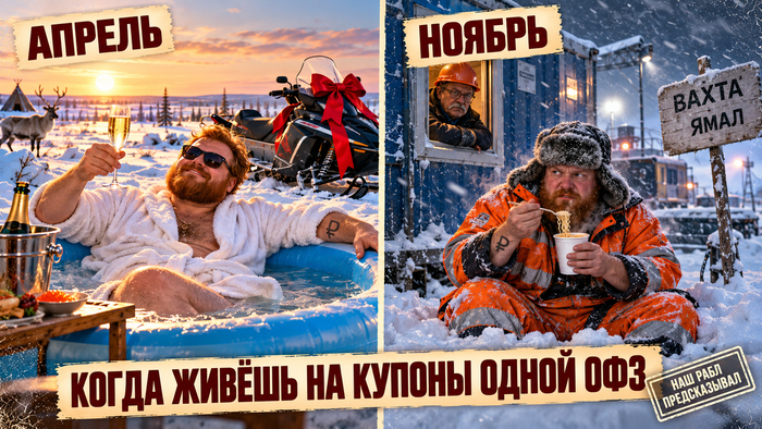 Толян ушёл с вахты жить на купоны. В ноябре он вернулся