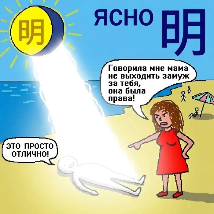 明 (míng) - ��� �����. ���� �������� ����� ������� �� 日 ������ + 月 ���� � ��� ������� �����, ������� ������ ���� ����� ����.