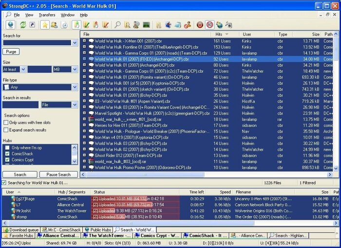 Окошко StrongDC++