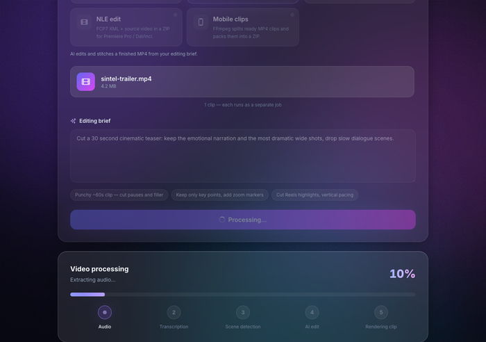 ���� Extracting audio � 10%