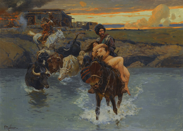 Франц Рубо.Черкесский набег — похищение. (1888)