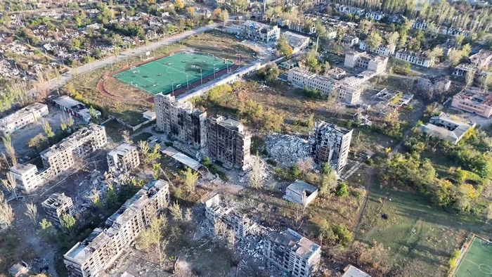 Доброполье с камеры дрона-разведчика Фото: Кадр видео.