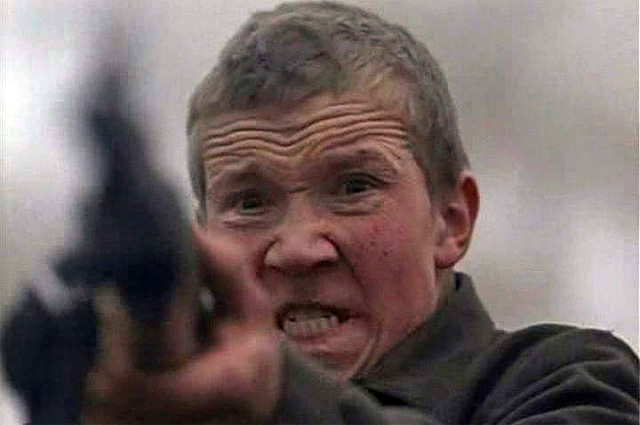 Алексей Кравченко сыграл в фильме Элема Климова «Иди и смотри» главную роль — подростка Флёры Гайшуна. Для актёра эта работа стала дебютом в кино. Кадр