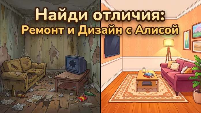Найди отличия: Ремонт и Дизайн с Алисой на Пикабу Игры